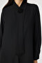 Pearl Detailed Shawl Collar Black Tunic 1672 - 5