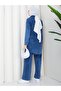 Women's Hijab Denim Suit with Front Button Pocket Detail, Jacket, Tunic and Long Pants Set - 7
