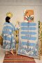 Jacquard Woven Sailor Patterned 100% Cotton Muslin Kimono Oversize Beach Kaftan Yacht Style Women's Bathrobe - 6