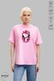 Women's Crew Neck Snoopy Printed Cotton Oversize Short Sleeve T-Shirt