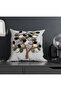 Punch Embroidery Patterned Gray Cream Autumn Themed Digital Printed Gift Set of 4 Throw Pillow Covers - 6