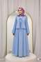 Muslin Textured Tie Skirt Set Blue - 2