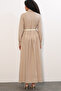 Women's Belted Polka Dot Hijab Dress 2613 - Beige - 7