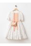 Pearl-Embellished, Belted, Bag Included, Little Floral Girl's Dress - 2