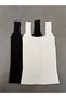 Women's Thick Strap Square Neck Summer Blouse - Black and White 2 Pack - 2