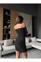 Women's Off the Shoulder Mini Dress Strapless Long Sleeve Stretchy Fabric Bodycon Night Out Dress - 4