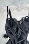 Lace Detailed Strappy Back Tie Satin Mini Nightgown - 3