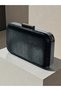 Black Laser Snake Women's Evening Dress Bag Black Metal and Chain Wedding Engagement Graduation - 2