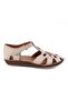 26016 Genuine Leather Daily Women's Sandals-Beige - 2