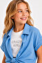 Girl's Wrinkled Fabric Stone Printed Inner Layer Shirt Set Ak2616 - 3