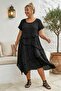 Black Pool Collar Short Sleeve Washable Segmented Casual Muslin Asymmetrical Woven Dress 125 52 - 4