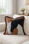 Rustic Fringed Throw Pillow Cover with Black and White Horse Figure - Brown Tassel Pillowcase