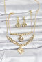Gold Color Brass Necklace Bracelet and Earrings Set - Ebj260516W42196