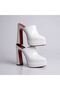 Sortil White Patent Leather Double Platform Design Closed Toe Women's Slippers High Heeled Shoes - 2