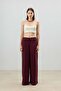 Burgundy Modal Blend Striped Women's Trousers - 3