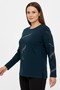 Women's Petrol Blue Stone Detailed Combed Cotton Blouse - 2