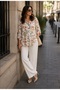 Women's Patterned High Collar Loose Cut Summer Tunic Shirt Blouse - 4