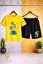 Crew Neck Animal Ust Uste Multi Printed T-Shirt - Shorts Set