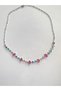 Steel Necklace Pink Tone Heavy Colorful Shiny Crystal Zircon Small Stone Elegant Necklace - 6