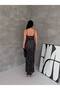 Women's Strappy Polka Dot Patterned Long Dress - 4