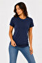 Basic T-Shirt Crew Neck Short Sleeve Casual Summer Slim Fit T-Shirt - Navy Blue - 4
