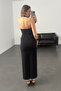 Black Draped Detailed Midi Dress 12432 - 3