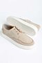 Genuine Leather Suede Men's Casual Shoes Beige White Sole with 3 Tied Straps - 3
