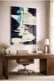 Abstract Decorative Tempered Glass Painting in Navy Blue, Cream, and Blue Tones - Painting for Business, Home, and School - 3