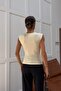Side Gathered Sleeveless Tshirt Yellow - 4