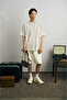 Unisex Cream Oversize 100% Cotton Patterned Crew Neck Street Style T-Shirt Polized - 2