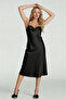 Maison Bride Rosalie 2-Piece Set - Black Satin Nightgown and Robe Set, Lace Bridal Nightgown - 3
