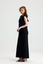 Black Padded Long Dress with Pockets - 2