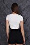 Ecru Ribbed Crop T-Shirt – Sporty Stylish Short Sleeve Model - 5