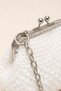 Women's White Sequined Hand-Knitted Evening Dress Bag with Silver Chain Strap and Clip Detail - 4