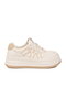White Beige Lace-Up Women's Sneakers