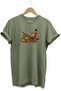 Peacock Printed Crew Neck Cotton Outdoor and Camping T-Shirt
