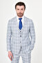 Plaid Slim Fit Mono Collar Classic Men's Suit Navy Blue - 45467.26Y - 4
