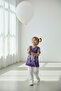 Girl's Purple White Striped Printed T-Shirt