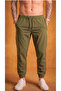 Men's Khaki Elastic Cuffed 3-Pocket Zippered Parachute Sweat-Wicking Trousers with Back Pockets - 2