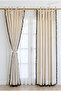 Rustic Sunshade & Background Curtain with Rope Ties and Black Pompoms - 100% Cotton Buldan Linen - Single Wing