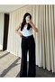 Black Elastic Waist Belted Draped Trousers - 301 - 4