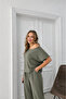 Women's Modal Fabric Casual Off-Shoulder Short Sleeve Blouse and Pants Two-Piece Set 0087 - 2