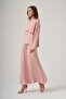 Modal Suit with Ruffle Detail on the Front and Skirt 1088 Powder - 3
