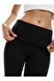 Black Soft Modal Folded Waist Flare Fit Pants - 3