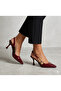Burgundy Patent Leather Buckle, Pointed Toe, Open Back, Heel Height 7 Cm. - 3