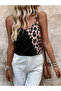 Women's Rope Strap V-Neck Leopard Patterned Viscose Blouse - 2