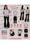 Summer Black Spanish Flared Pants and T-Shirt, I'M Just a Gırl Pink Big Ribbon Print Design Kids Girls Set - 2