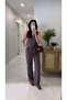 Md Jinna Brown Tencel Vest Pants Set