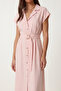 Belted Modal Shirt Dress Lub0360 Sugar Pink - 4