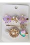 Brooch - Set of 3 Lila Color Brooches with Flowers, Butterflies, Hearts and Pearl Details - 2